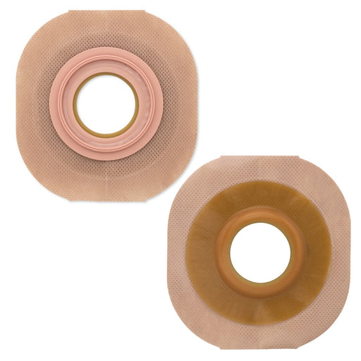 Two beige medical devices with a central circular opening on a white background