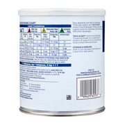 Back of a can with text and a barcode on a white background