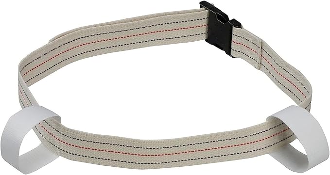 White belt with red stitching on a white background