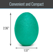 A teal textured oval product centered on a white background with a dark gray header reading 'Convenient and Compact.' Dimension arrows show a height of 2.