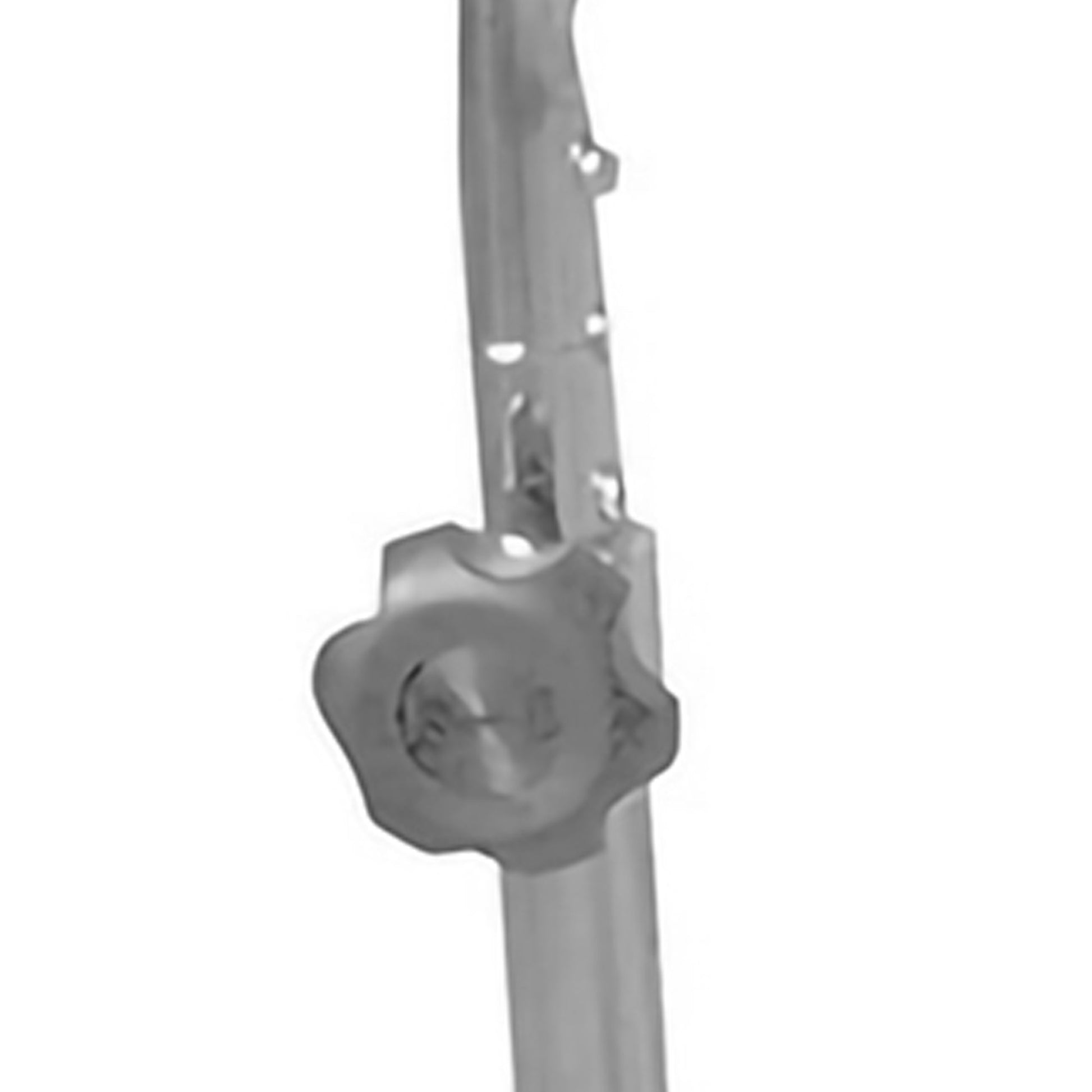 Metallic rod with a hexagonal nut on a white background