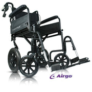 Black Airgo wheelchair on a white background