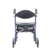 Blue walker with a black seat on a white background