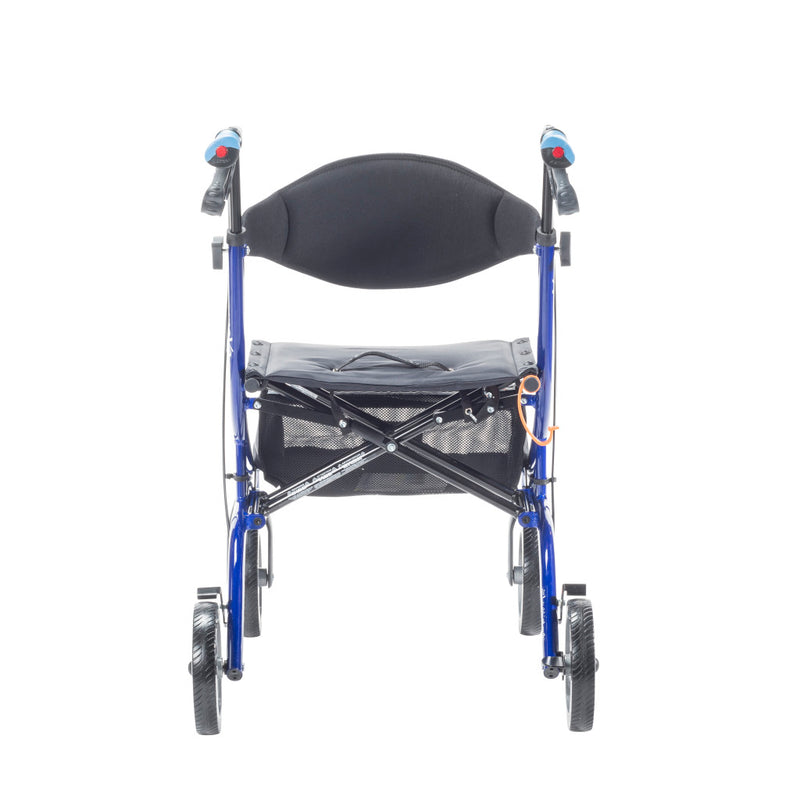 Blue walker with a black seat on a white background