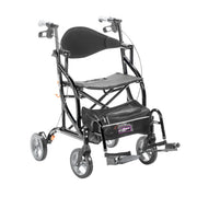 Black rollator with wheels on a white background