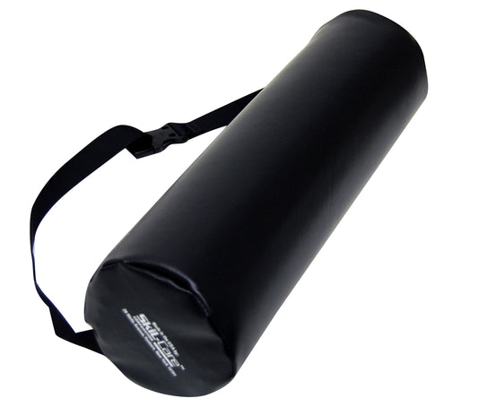 Black lumbar sport with a strap on a white background