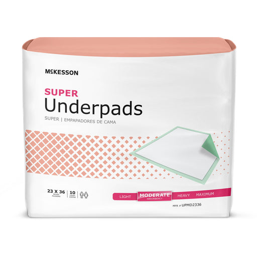 Package of McKesson Super Underpads on a white background