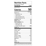 Nutrition facts label with detailed information on calories and nutrients per serving