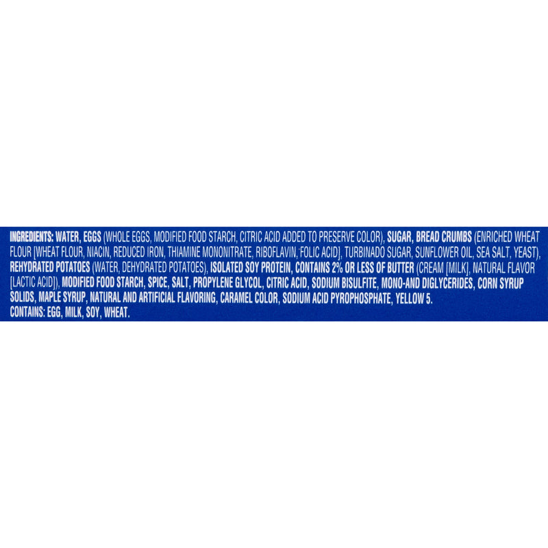A blue information panel with white text listing the ingredients of a protein snack mix, set against a white background.