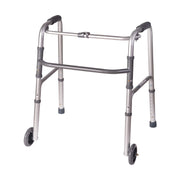 Silver walker with wheels on a white background