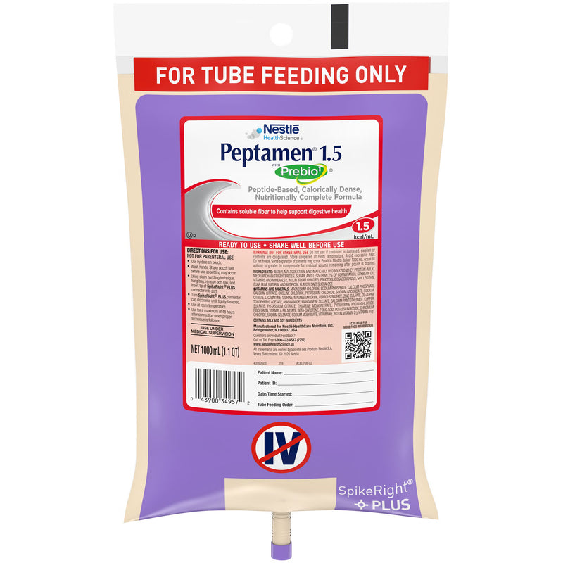 Peptamen 1.5 with Prebio 1 adult Enteral Formula - 1000 mL RTH Vanilla