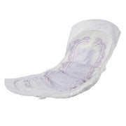 White sanitary pad with purple design on a white background