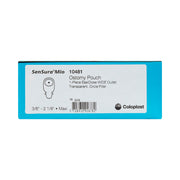 Box of SenSura Mio ostomy pouches with Coloplast branding on a white background