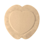 A single heart-shaped adhesive patch with a textured, wavy surface in a light beige skin-tone color, isolated on a solid white background.