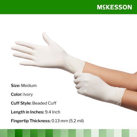 White gloves with McKesson branding on a white background