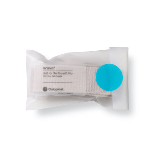Package of Coloplast Bravo belt for SensiSure Mic on a white background