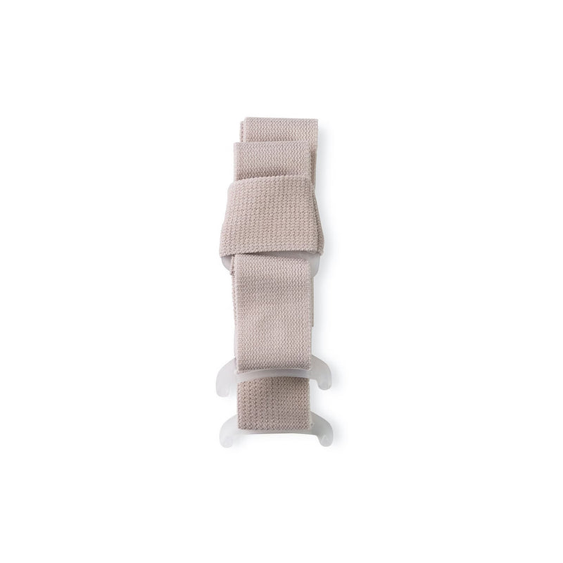 Beige woven belt on a white background