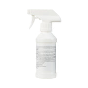 White spray bottle with a label on a white background