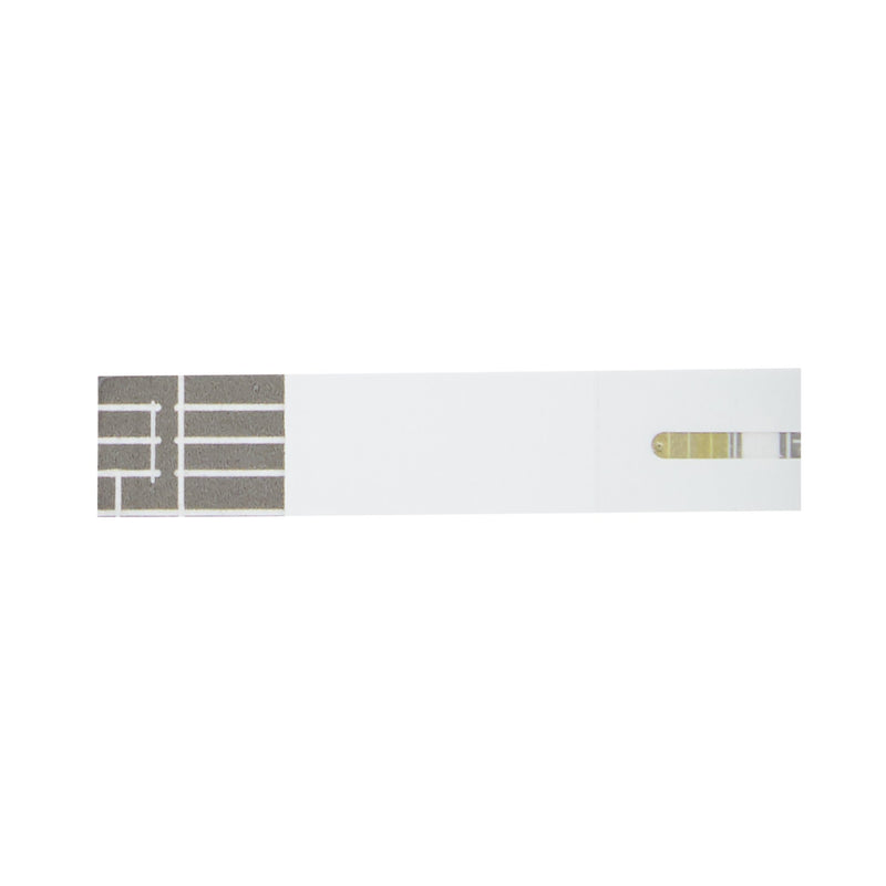 White test strip with geometric patterns on a white background