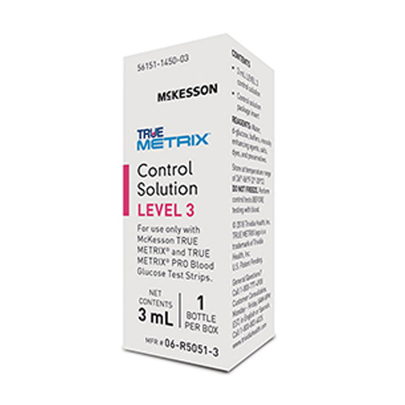 Box of Mckesson True Metrix Control Solution Level 3 on a white background