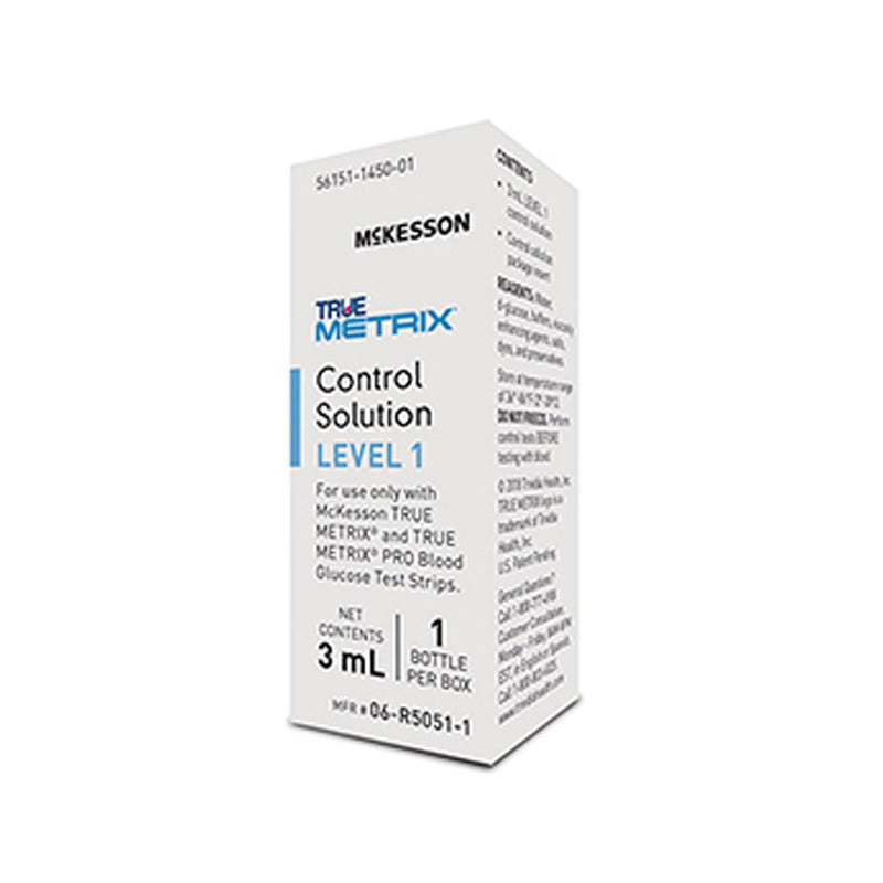 Mckesson True Metrix control solution box on a white background