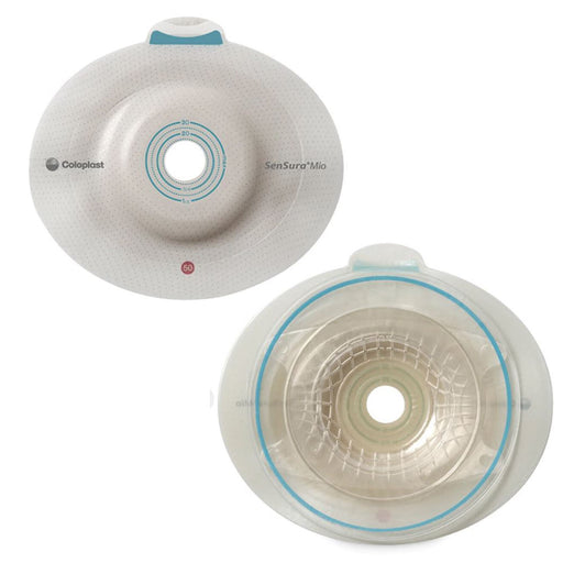 Two medical devices labeled 'Coloplast SenSura Mio' on a white background