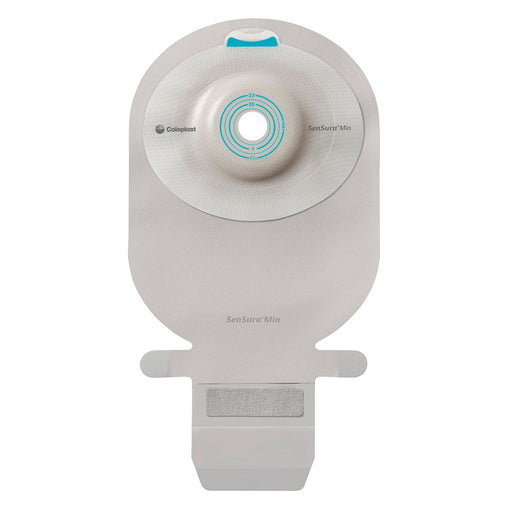 A Coloplast SensSure Milo adhesive drain product shown from the front on a plain white background.
