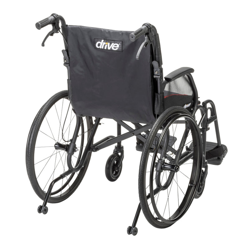 Black wheelchair with visible 'Drive' branding on a white background