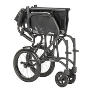 Black wheelchair with folded canopy on a white background