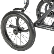 Close-up of a bicycle wheel with 'aerofly' branding on a white background