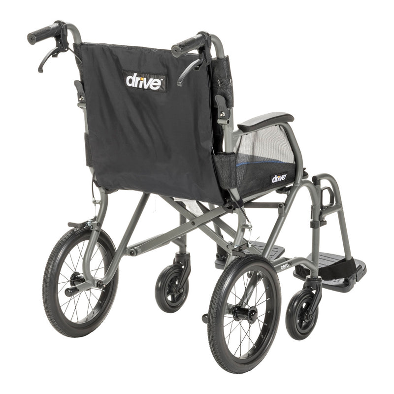 Black and gray wheelchair with 'Drive' branding on a white background