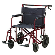 Black and red folding wheelchair on a white background