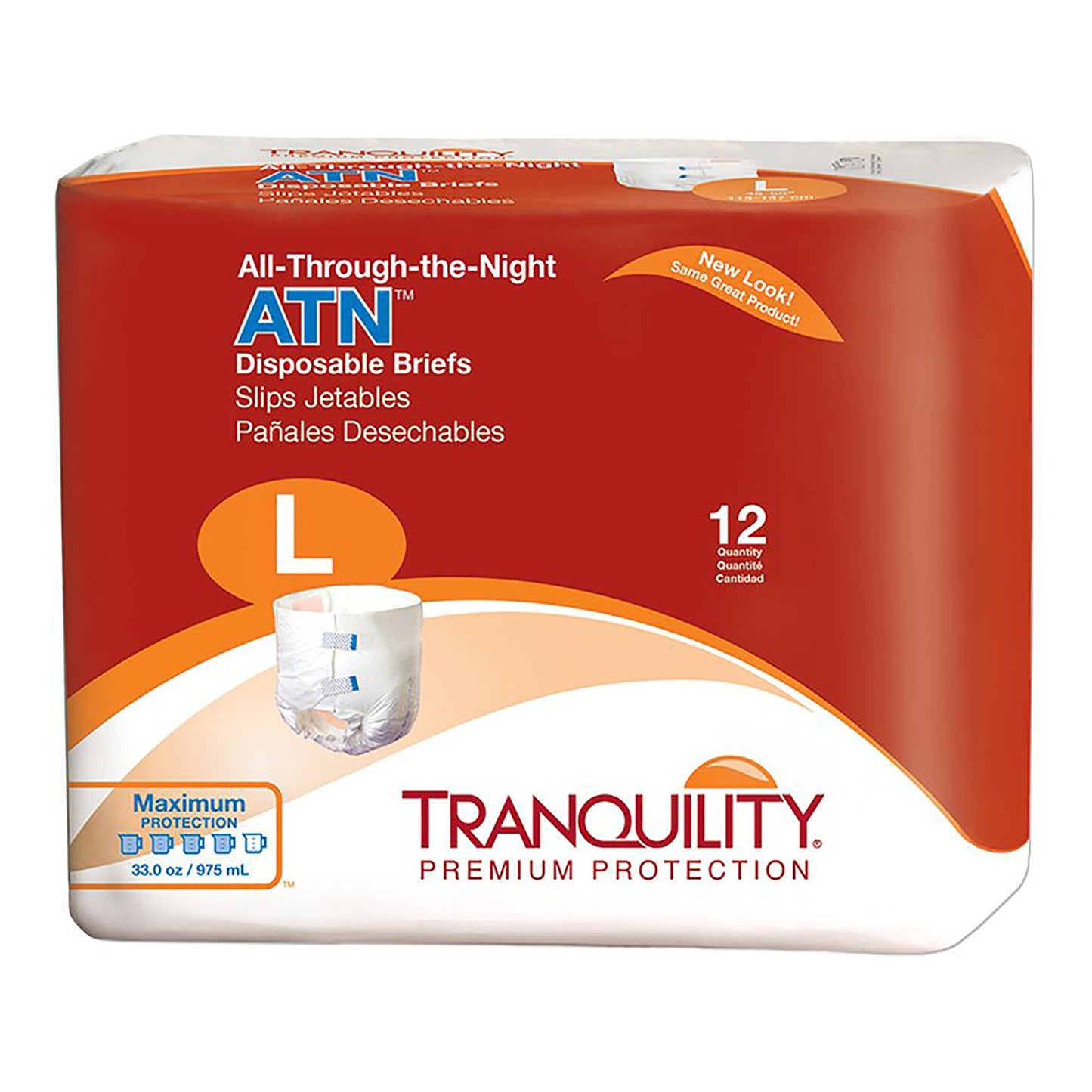 Pack of Tranquility disposable briefs with red and white design