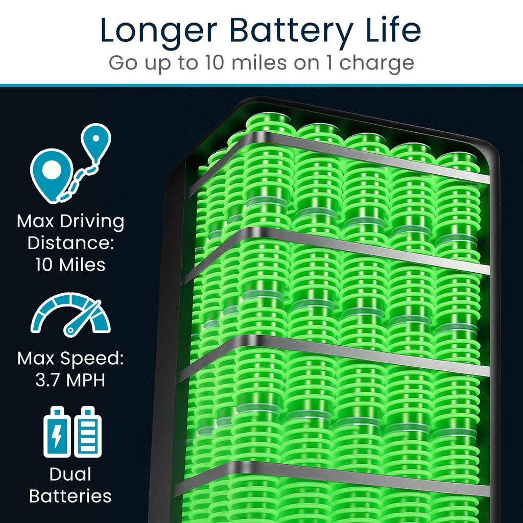 Battery pack with green cells and charging indicators on a dark background
