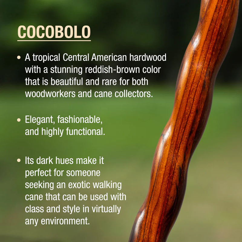 Brazos Twisted Cocobolo Brass Hame Top Wood Walking Cane (37")
