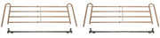 Two metal racks and a black rod on a white background