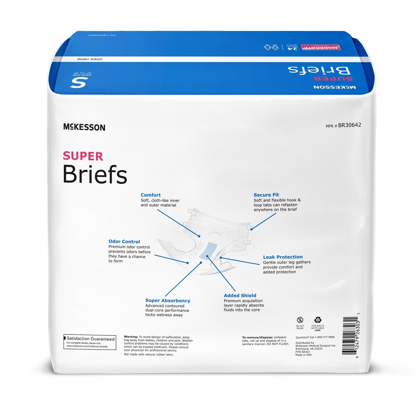 Package of McKesson Super Briefs on a white background