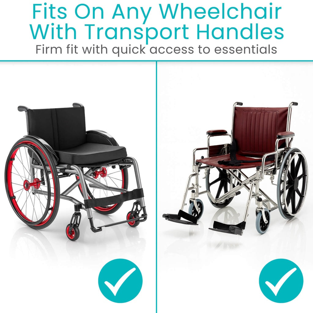 Two wheelchairs with transport handles on a white background