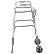 Silver walker with wheels on a white background