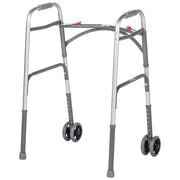 Silver walker with wheels on a white background