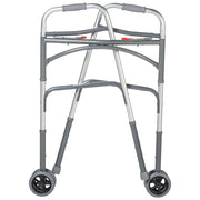 Silver walker with wheels on a white background