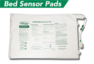Bed sensor pad with label on a white background