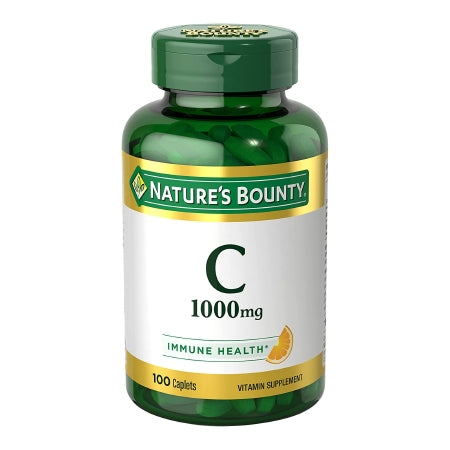 Nature's Bounty Vitamin C supplement bottle on a white background