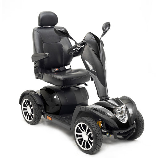 Black mobility scooter on a white background