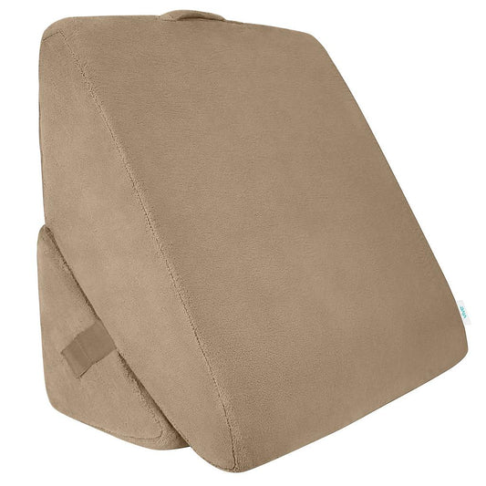 Beige wedge pillow on a white background