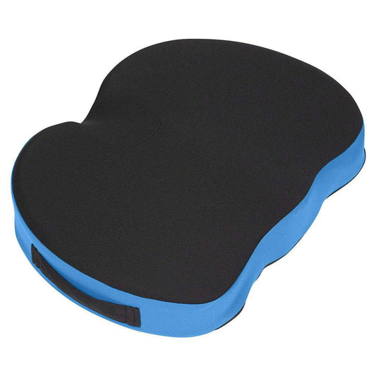 Black and blue cushion on a white background