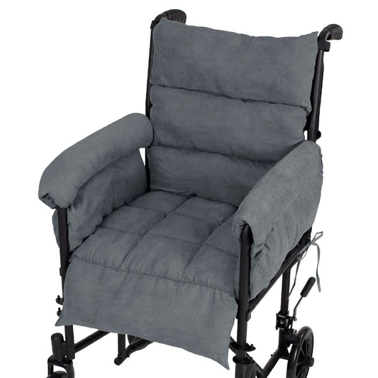 Wheelchair with gray cushions on a white background