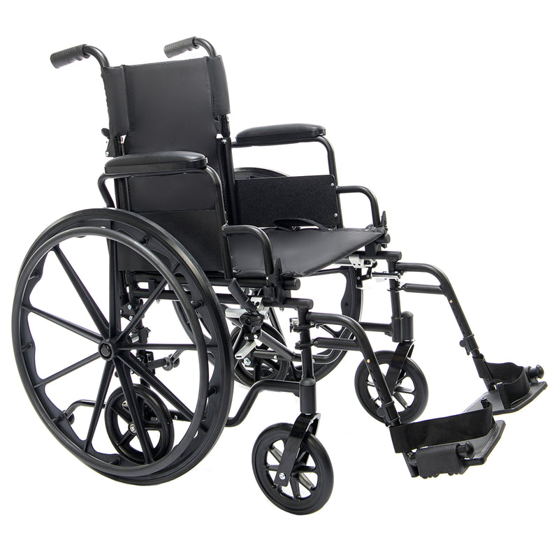 Black manual wheelchair on a white background