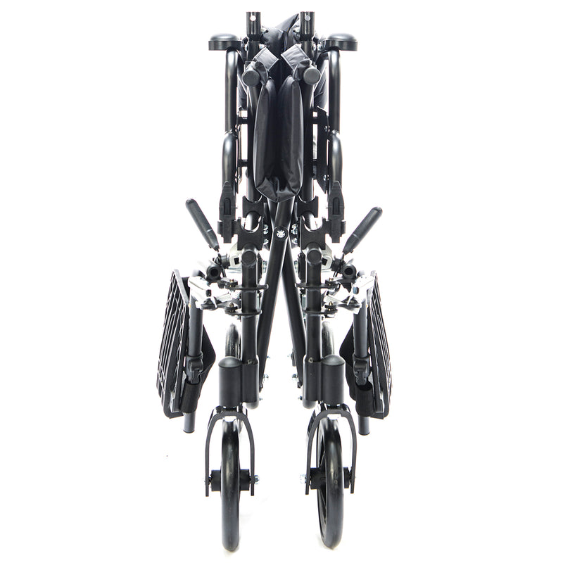 Black folding bicycle on a white background