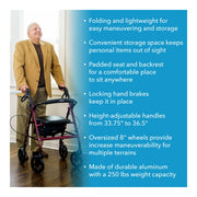 Carex Aluminum Folding Rollator Walker